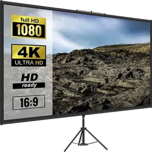 Écran Projection 90" Avec Trépied - 16:9 Hd, Portable, Zone D'Image 20...Vendu parcdiscount