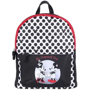 Sac à dos enfant DISNEY Minnie Mouse noir et blanc en similicuir - Poche zippée - 26x21x12cm pas cher