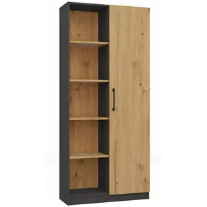 Comparateur de prix : CDF VILLME - Bibliothèque design minimaliste - 1 porte + 10 étagères - 80x30x182 cm - Meuble de rangement