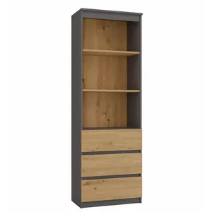 Comparateur de prix : CDF CATANIA - Bibliothèque 3 tiroirs + 2 étagères - 180x60x35 - Meuble de rangement - Etagère livres