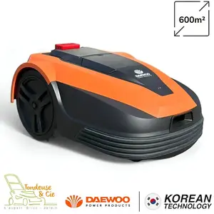 Tondeuse robot Autonome DAEWOO 600m² - Coupe 18cm, 22m/min, Batterie 2...Vendu paramazon