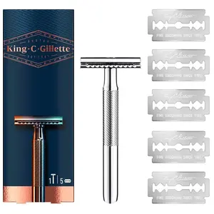 Gillette King double edge safety razor + 5 blades pas cher