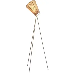 NORTHERN LIGHTING lampadaire OSLO WOOD (Diffuseur beige / base nickel satiné - Métal et tissu)