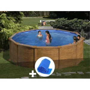 Comparateur de prix : GRE Kit piscine acier aspect bois Gré Mauritius ronde 3,70 x 1,32 m + ...