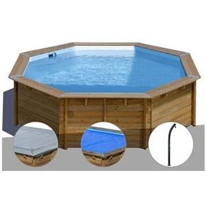 Comparateur de prix : GRE Kit piscine bois Gré Violette Ø 5,00 x 1,27 m + Bâche hiver + Bâch...