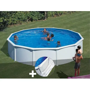 Comparateur de prix : GRE Kit piscine acier blanc Gré Fidji ronde 5,70 x 1,22 m + Tapis de sol