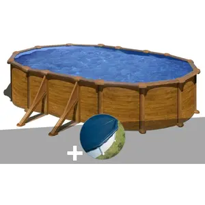 Comparateur de prix : GRE Kit piscine acier aspect bois Gré Mauritius ovale 5,27 x 3,27 x 1,...
