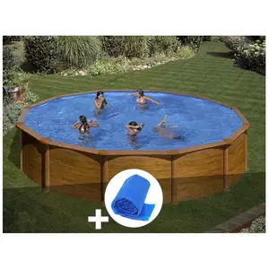 Comparateur de prix : GRE Kit piscine acier aspect bois Gré Mauritius ronde 5,70 x 1,32 m + ...