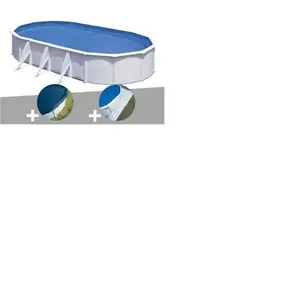 Comparateur de prix : Gre Kit piscine acier blanc Gré Fidji ovale 5,27 x 3,27 x 1,22 m + Bà...