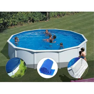 GRE Kit piscine acier blanc Gré Fidji ronde 5,70 x 1,22 m + Bâche hive...