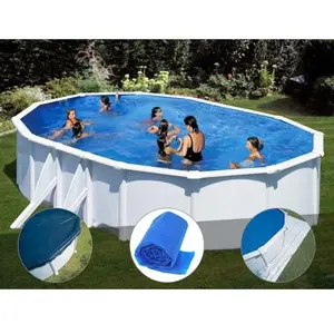 GRE Kit piscine acier blanc Gré Bora Bora ovale 6,34 x 3,99 x 1,22 m +... pas cher