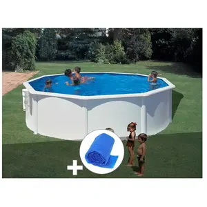 GRE Kit piscine acier blanc Gré Bora Bora ronde 4,80 x 1,22 m + Bâche ... pas cher