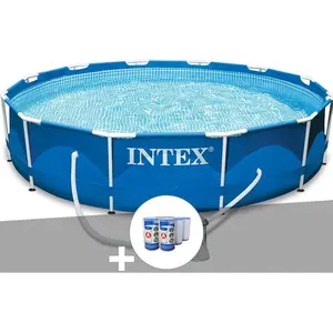Comparateur de prix : Piscine tubulaire INTEX Metal Frame ronde 3,66m - Filtre à cartouche -...