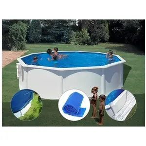 GRE Kit piscine acier blanc Gré Bora Bora ronde 4,80 x 1,22 m + Bâche ... pas cher
