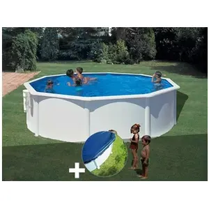 GRE Kit piscine acier blanc Gré Bora Bora ronde 4,80 x 1,22 m + Bâche ... pas cher