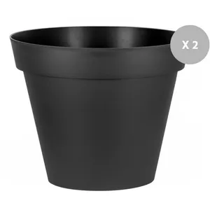 Comparateur de prix : SANS Lot de 2 Pots de fleur rond Toscane Ø 100 x H.79 cm Anthracite - Eda