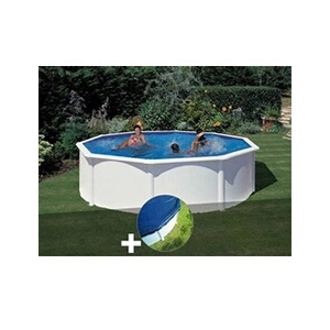 GRE Kit piscine acier blanc Gré Fidji ronde 4,80 x 1,22 m + Bâche hiver pas cher