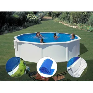 GRE Kit piscine acier blanc Gré Bora Bora ronde 3,70 x 1,22 m + Bâche ... pas cher