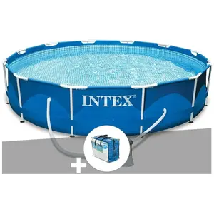 Comparateur de prix : Piscine tubulaire INTEX Metal Frame ronde 3,66m - Filtre à cartouche -...