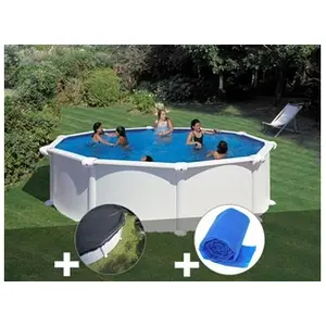 Comparateur de prix : GRE Kit piscine acier blanc Gré Atlantis ronde 4,80 x 1,32 m + Bâche h...