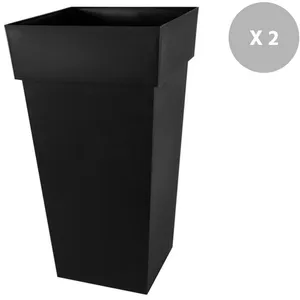 Comparateur de prix : Lot de 2 pots de fleur carré Toscane - EDA - H.80 cm - Anthracite
