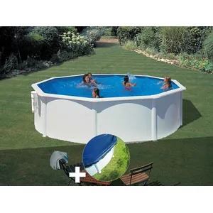 GRE Kit piscine acier blanc Gré Bora Bora ronde 3,70 x 1,22 m + Bâche ... pas cher