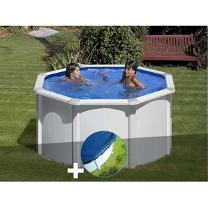 GRE Kit piscine acier blanc Gré Fidji ronde 2,60 x 1,22 m + Bâche hiver TU