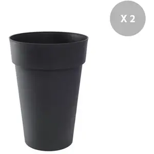 Comparateur de prix : SANS Pot de fleur rond Toscane Ø 44 x H.53 cm Anthracite - Eda