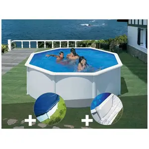 Gre Kit piscine acier blanc Gré Fidji ronde 3,70 x 1,22 m + Bâche hi... pas cher