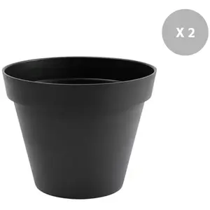 Comparateur de prix : SANS Lot de 2 Pots de fleur rond Toscane Ø 60 x H.47 cm Anthracite - Eda