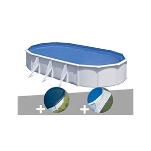 Gre Kit piscine acier blanc Gré Fidji ovale 6,34 x 3,99 x 1,22 m + Bà... pas cher