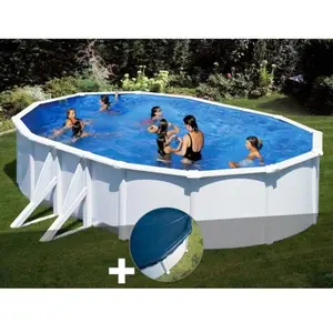GRE Kit piscine acier blanc Gré Bora Bora ovale 6,34 x 3,99 x 1,22 m +... pas cher