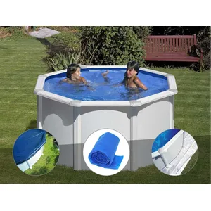 Gre Kit piscine acier blanc Gré Fidji ronde 2,60 x 1,22 m + Bâche hive... pas cher