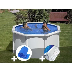 Gre Kit piscine acier blanc Gré Fidji ronde 2,60 x 1,22 m + Bâche à bu... pas cher