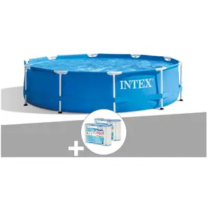 Comparateur de prix : Kit piscine tubulaire Intex Metal Frame ronde 3,05 x 0,76 m + 6 cartou...