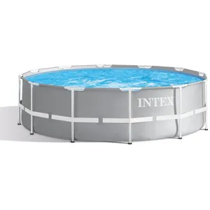 Piscine tubulaire Intex Prism Frame ronde 3,66 x 1,22 m - Gris - Hors-...