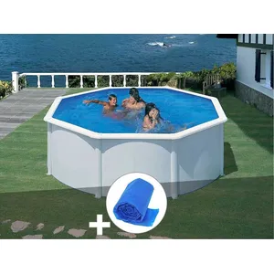 Comparateur de prix : GRE Kit piscine acier blanc Gré Fidji ronde 3,70 x 1,22 m + Bâche à bulles