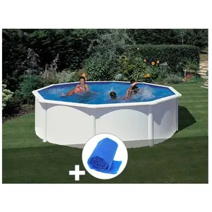 Comparateur de prix : GRE Kit piscine acier blanc Gré Fidji ronde 4,80 x 1,22 m + Bâche à bulles