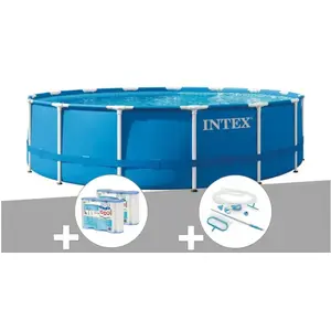 Comparateur de prix : Piscine tubulaire INTEX Metal Frame ronde 4,57m - Filtre à cartouche -...