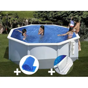 GRE Piscine hors-sol ronde en acier Gré Bora Bora 3,20 x 1,22 m - Blanc pas cher
