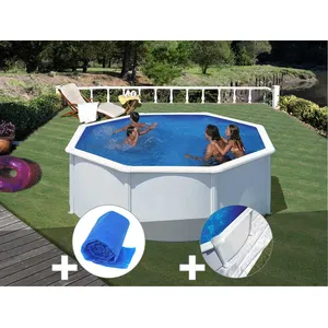 Gre Kit piscine acier blanc Gré Fidji ronde 3,20 x 1,22 m + Bâche à ... pas cher
