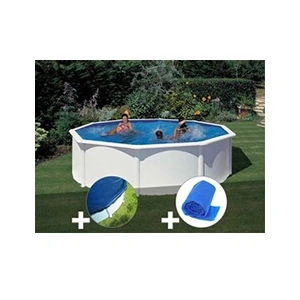 GRE Kit piscine acier blanc Gré Fidji ronde 4,80 x 1,22 m + Bâche hive... pas cher
