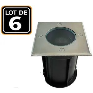 EUROPALAMP Lot de 6 Spots Encastrable de Sol Carré INOX 304 Pour GU10 pas cher