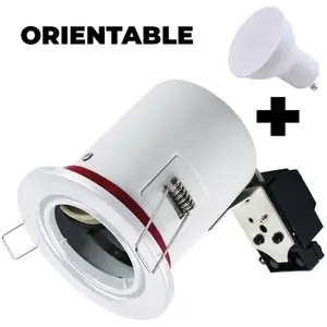 EUROPALAMP Spot bbc Orientable Blanc IP20 + Ampoule GU10 7W Blanc Neutre + Douille pas cher