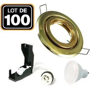 100 Spots encastrable orientable DORÉE avec GU10 LED de 7W eqv.Vendu parcdiscount