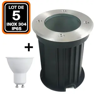 EUROPALAMP Lot 5 Spots Encastrable de Sol Rond Inox 304 Exterieur IP65...Vendu parcdiscount