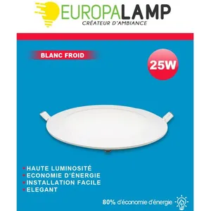 Europalamp - Spot Encastrable led Rond Extra-Plat 24W - Blanc Froid 6000K pas cher