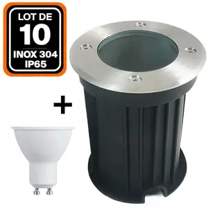 EUROPALAMP Lot 10 Spots Encastrable de Sol Rond Inox 304 Exterieur IP6...Vendu parcdiscount