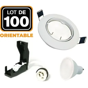 Comparateur de prix : EUROPALAMP Spot encastrable - BLANC - GU10 - 100 pièces - 7W LED - Blanc Froid 6000K