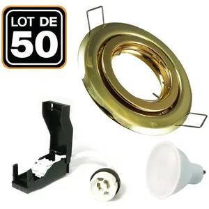 50 Spots encastrable orientable dorée avec GU10 led de 5W eqv.Vendu parcdiscount